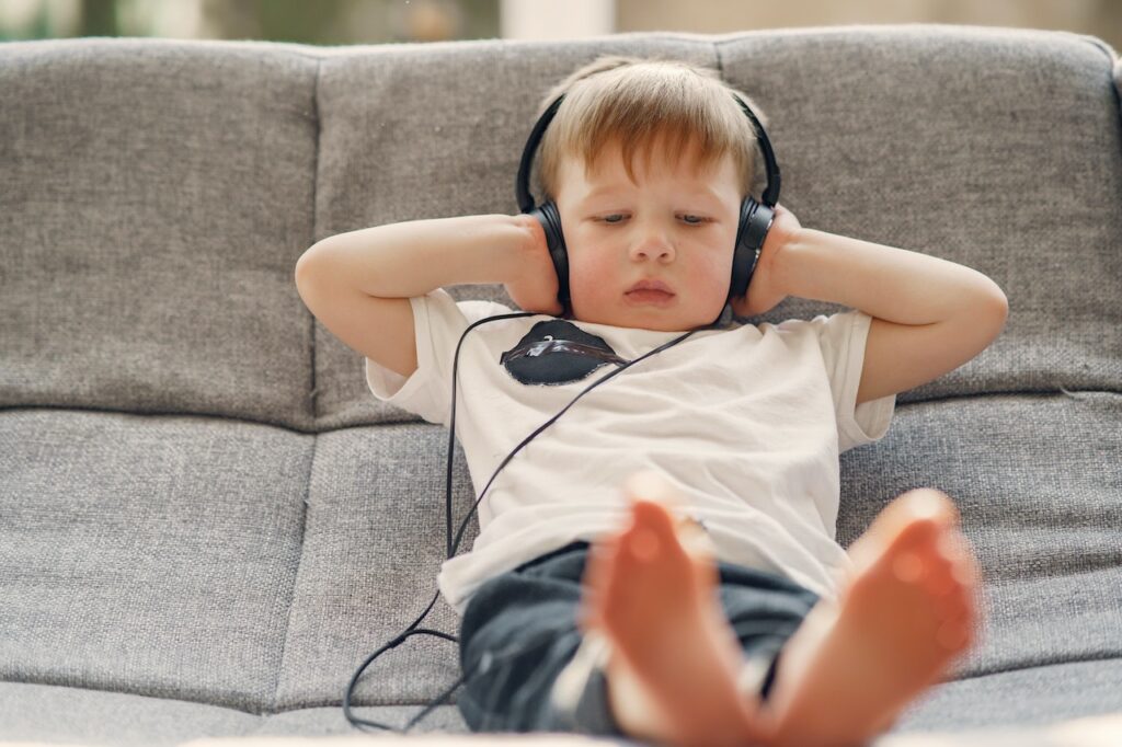 Child listening to music