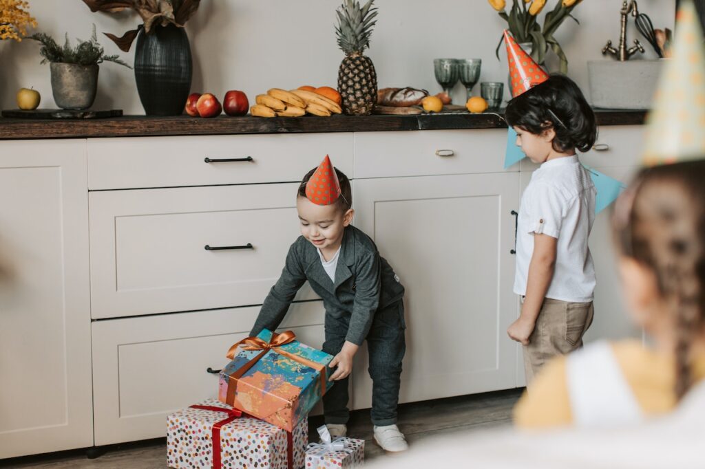 Child opening weird gift