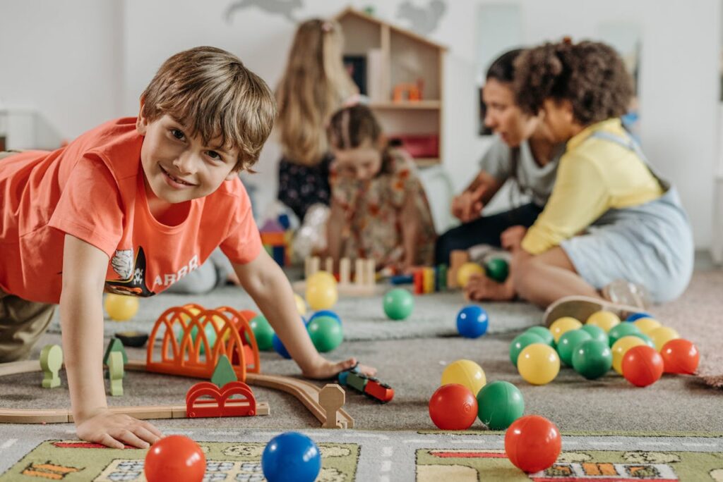 Kids playing with toys